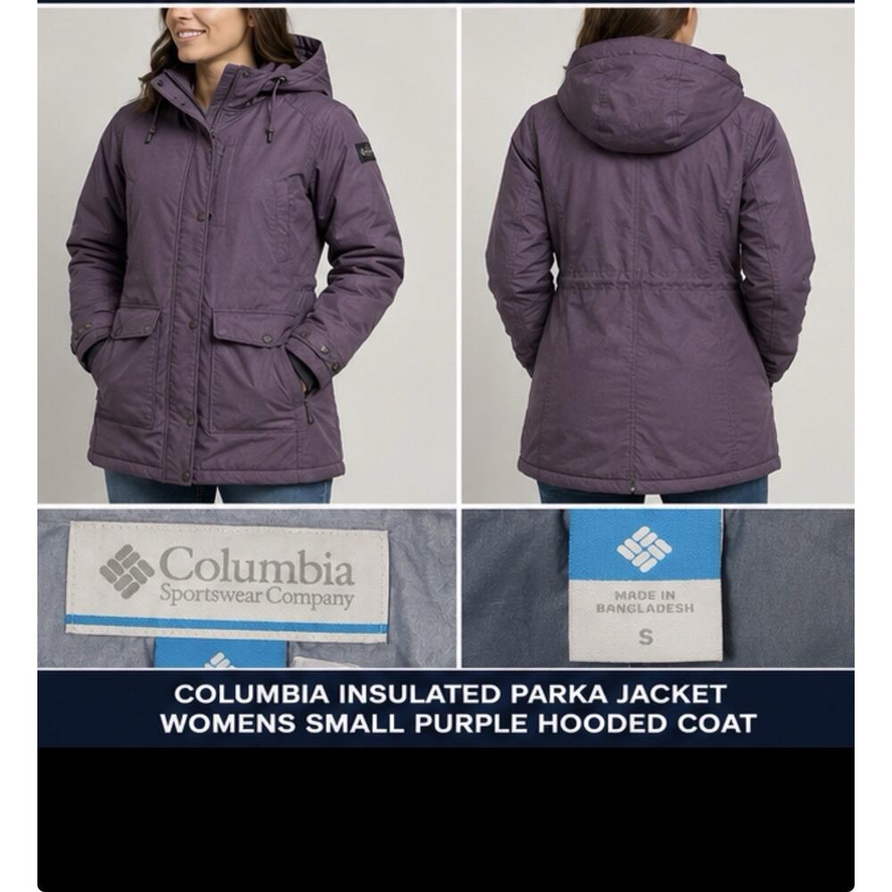 Columbia Insulated Parka Jacket Womens Small Purple Hooded Coat